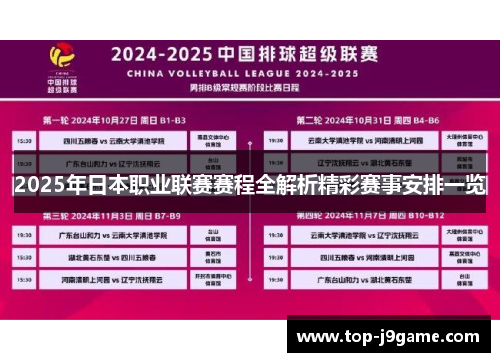 2025年日本职业联赛赛程全解析精彩赛事安排一览